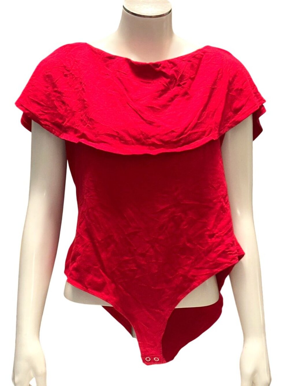 Forever 21 Size 2X Red Off Shoulder Ruffle Bodysuit Bodycon Party Girl Aesthetic - Picture 6 of 9